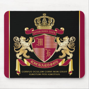 Tapis De Souris Faites votre propre blason d'armoiries d'or rouge
