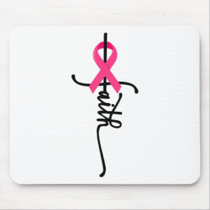 Tapis De Souris Faith Cross Guerrier Survivant Pink Ribbon Breast