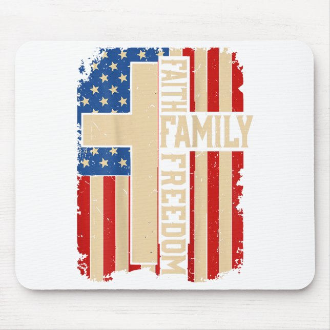 Tapis De Souris Faith Family Dom God Country Patriotic Christian O (Devant)