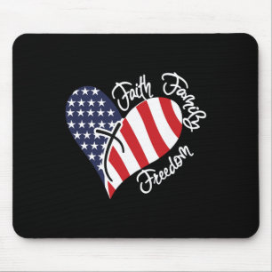 Tapis De Souris Faith Family Freedom Heart Christian Patriotic 4th