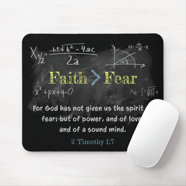Tapis De Souris Faith > Fear 2 Timothée 1:7 Christian Verse Math (Avec souris)
