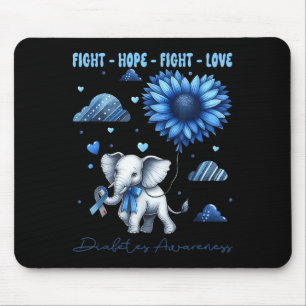 Tapis De Souris Faith Hope Fight Love Elephant Type 1 Diabète Awa