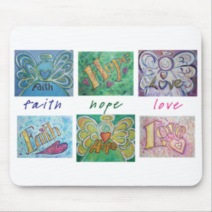 Tapis De Souris Faith Hope Love Angel Word Collage Mousepad