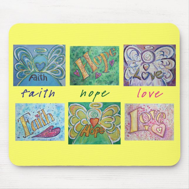 Tapis De Souris Faith Hope Love Angel Word Collage Mousepad (Devant)