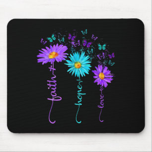 Tapis De Souris Faith Hope Love Butterfly Daisy Prévention du suic