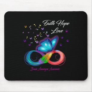 Tapis De Souris Faith Hope Love Cerveau Aneurysme Sensibilisation