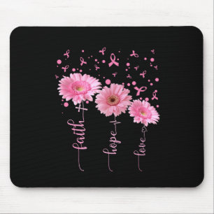 Tapis De Souris Faith Hope Love Daisy Pink Ribbon Cancer du sein A