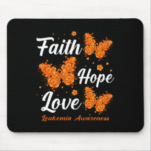 Tapis De Souris Faith Hope Love Leukemia Sensibilisation Papillon