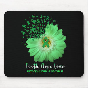 Tapis De Souris Faith Hope Love Maladie du rein Sensibilisation cô