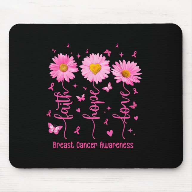 Tapis De Souris Faith Hope Love Pink Ribbon Cancer du sein Prix (Devant)