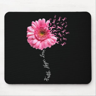 Tapis De Souris Faith Hope Love Pink Ribbon Daisy Flower Breast C