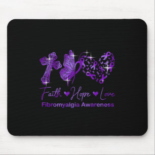 Tapis De Souris Faith Hope Love Purple Ribbon Fibromyalgie Award