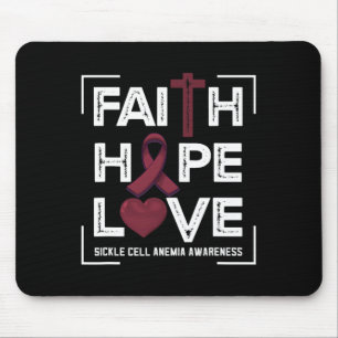 Tapis De Souris Faith Hope Love Sickle Cell Anemia Sensibilisation