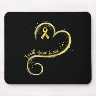 Tapis De Souris Faith Hope Love Yellow Ribbon Cancer de l'enfance 