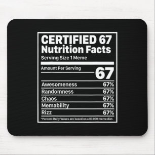 Tapis De Souris Faits nutritionnels drôles 67 Six Sept Gen Z Alpha