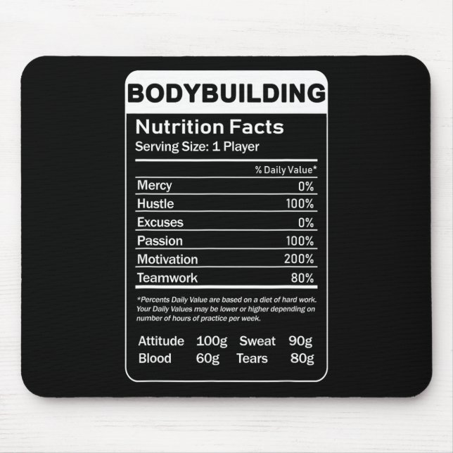 Tapis De Souris Faits nutritionnels pour la musculation  (Devant)