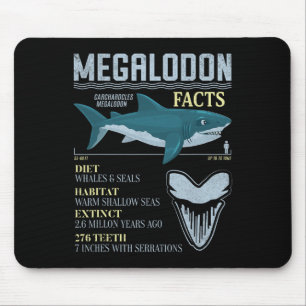 Tapis De Souris Faits sur Mégalodon Meg Fossile de dent de requin