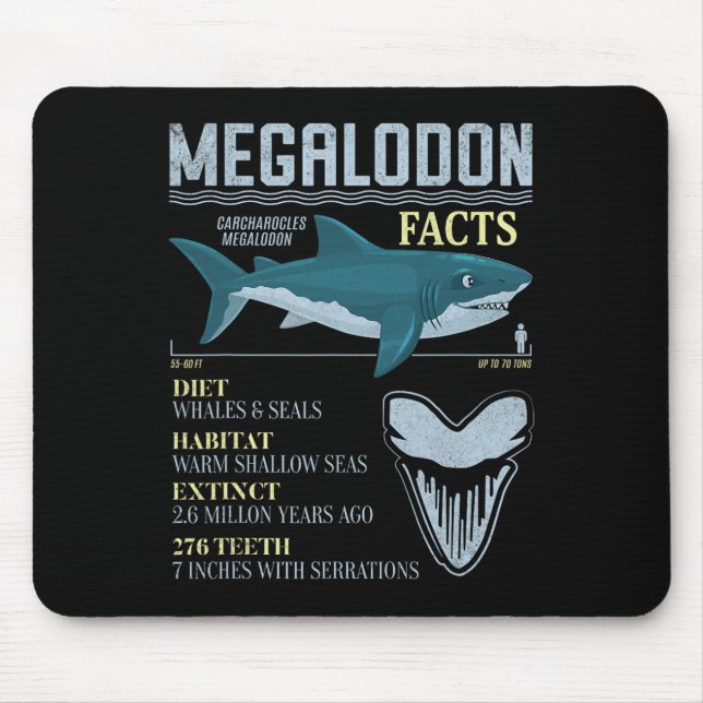 Tapis De Souris Faits sur Mégalodon Meg Fossile de dent de requin  (Devant)