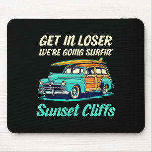 Tapis De Souris Falaises de coucher de soleil Californie Surf Girl