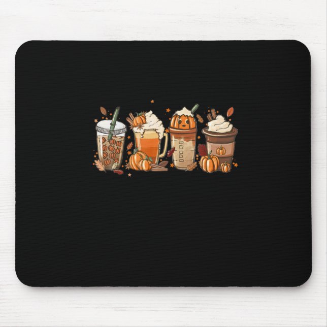 Tapis De Souris Fall Autumn Coffee Thanksgiving Pumpkin Halloween (Devant)