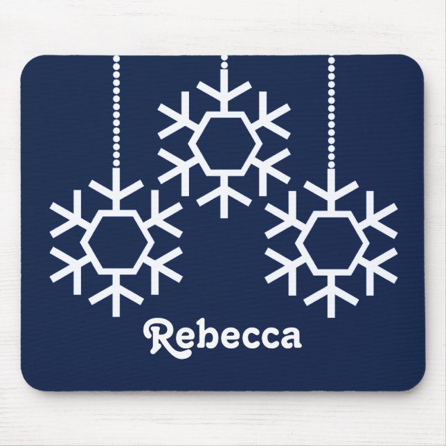 Tapis De Souris Falling Snowflakes Vacances Mousepad, Bleu foncé (Devant)
