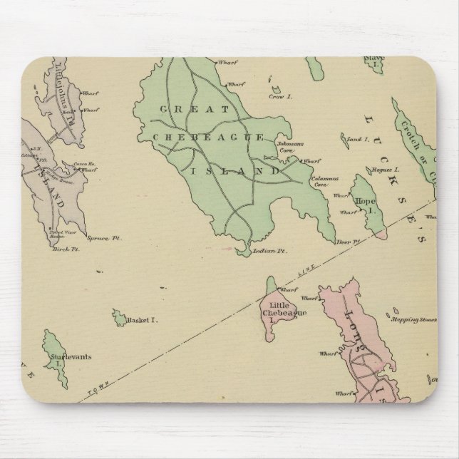 Tapis De Souris Falmouth Foreside, îles adjacentes, baie de Casco (Devant)