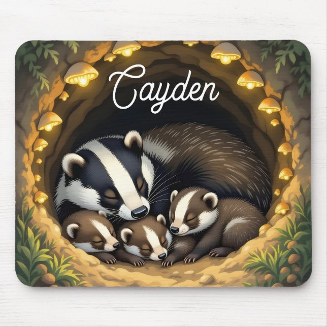 Tapis De Souris Famille Badger Cute Personnalisée (Devant)