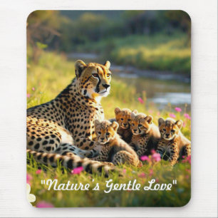 Tapis De Souris "Famille Cheetah près de la rivière"