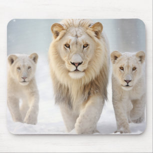 Tapis De Souris Famille d'animaux de lions errant la nature