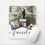 Tapis De Souris Famille de collage photo de Keepsaké 4 personnalis<br><div class="desc">Collage photo avec 4 options de modèle et texte typographique disant famille - parfait pavé photo de Ricaso</div>