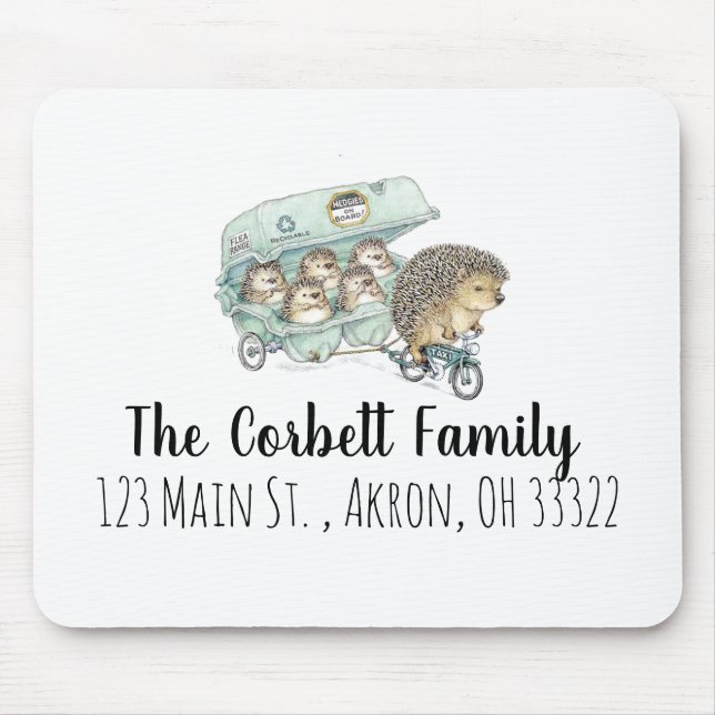 Tapis De Souris Famille de hérisson Whimsical personnalisable (Devant)