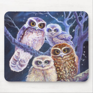 Tapis De Souris Famille de hibou de Boobook