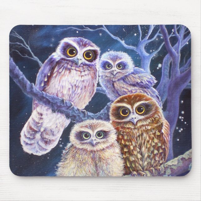 Tapis De Souris Famille de hibou de Boobook (Devant)