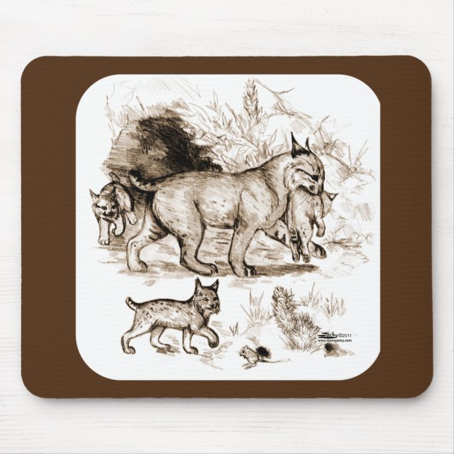 Tapis De Souris Famille de Lynx roux (Devant)