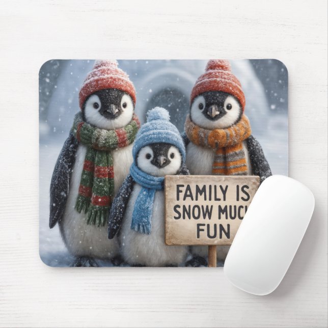 Tapis De Souris Famille De Pingouins Dans Les Snowflakes (Avec souris)