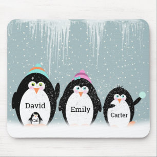 Tapis De Souris Famille De Pingouins En Neige