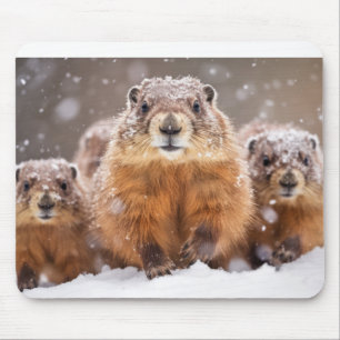 Tapis De Souris Famille des animaux marmottes errer Nature