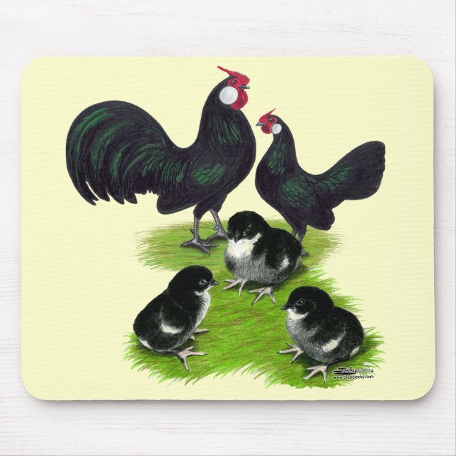 Tapis De Souris Famille des Rosecomb Black Bantam (Devant)