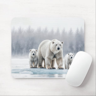 Tapis De Souris Famille d'ours polaires sur une banquise