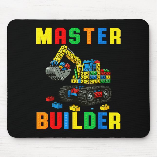 Tapis De Souris Famille drôle Master Builder Construction Briques  (Devant)