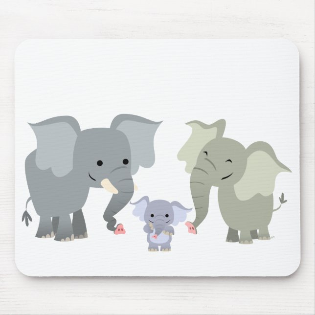 Tapis De Souris Famille mignonne Mousepad d'éléphant de bande (Devant)