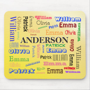 Tapis De Souris Famille Mot Cloud Langue Nom Collage