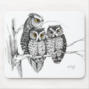 Tapis De Souris Famille Mousepad de hibou de cri strident