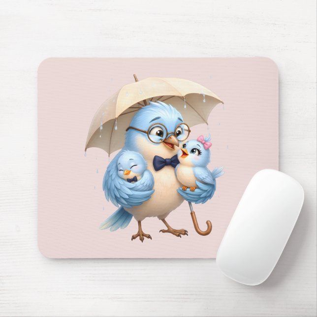Tapis de souris Famille Oiseau Père (Avec souris)