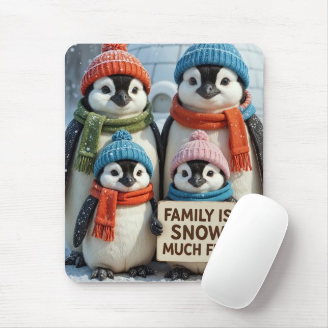 Tapis De Souris Famille Penguin Avec Symbole Amusant (Avec souris)