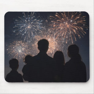 Tapis De Souris Famille regardant le feu d'artifice