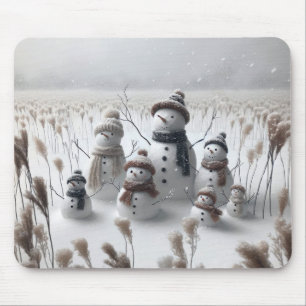 Tapis De Souris Famille Snowman En Campagne