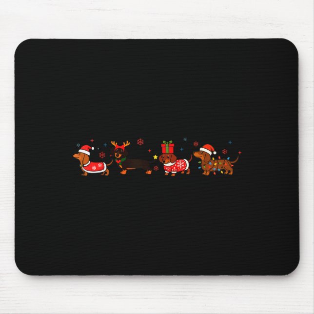 Tapis De Souris Family Dachshund Santa Sleigh Reindeer Snow Christ (Devant)