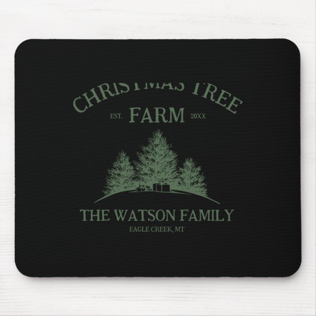 Tapis De Souris Family Name Christmas Tree Farm Retro  (Devant)