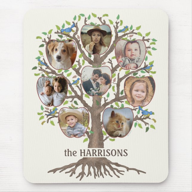 Tapis De Souris Family Tree Photo Collage 8 Photos Nom Lt Beige (Devant)